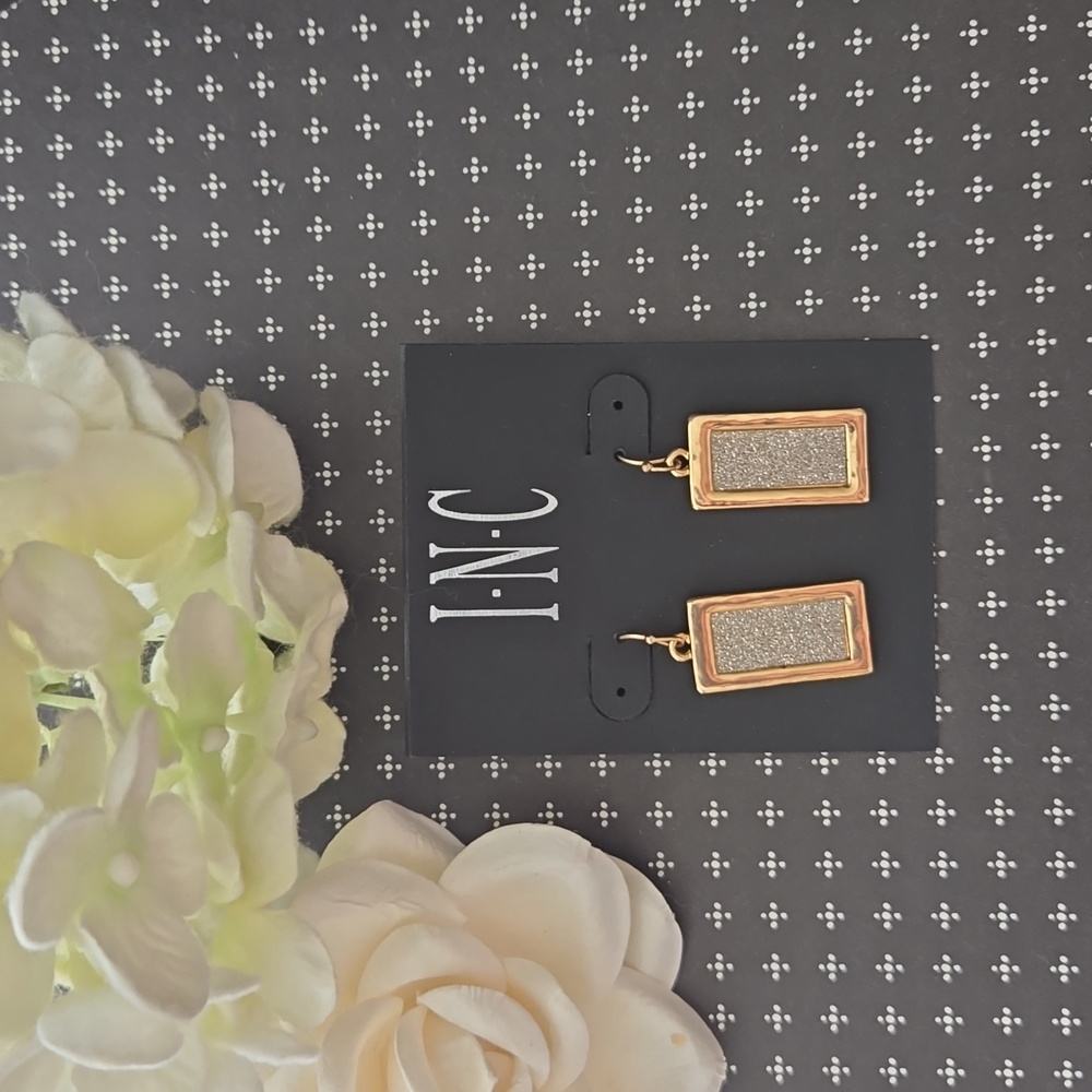 INC Gold Tone Dazzling Sparkle Dangle Earring NWT